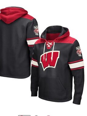 Wisconsin Badgers Hooded Men's Colosseum Hockey Lace-up Pullover Hoodie